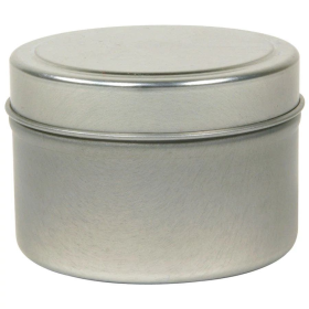 Round Metal Tin with Silver Finish 4 oz