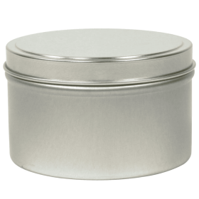 Round Metal Tin with Silver Finish 8 oz