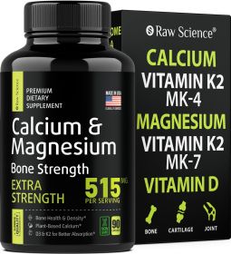 Calcium Magnesium Supplement Bone Strength Supplements with Vitamin D & K2 Plant Based Calcium Pills for Women and Men Magnesium Calcium Suppleme