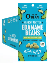 The Only Bean Healthy Snacks Crunchy Roasted Edamame Vegan Keto Food (10 Pack)