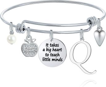 M MOOHAM Teacher Gifts for Women; Teacher Bracelet Teacher Appreciation Gifts End of Year Teacher Gifts for Teachers on Teachers Day (Style: Q)