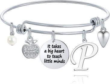 M MOOHAM Teacher Gifts for Women; Teacher Bracelet Teacher Appreciation Gifts End of Year Teacher Gifts for Teachers on Teachers Day (Style: P)