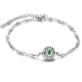 Stainless Steel Openable Aromatherapy Essential Oil Diffuser Box Adjustable Life Tree Essential Oil Bracelet (Style: 08style)