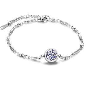 Stainless Steel Openable Aromatherapy Essential Oil Diffuser Box Adjustable Life Tree Essential Oil Bracelet (Style: 07style)