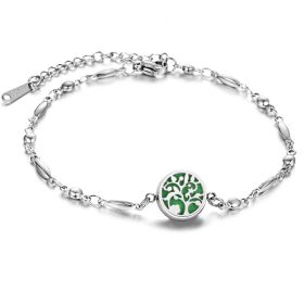 Stainless Steel Openable Aromatherapy Essential Oil Diffuser Box Adjustable Life Tree Essential Oil Bracelet (Style: 04style)