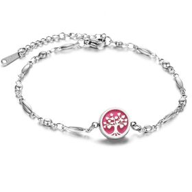 Stainless Steel Openable Aromatherapy Essential Oil Diffuser Box Adjustable Life Tree Essential Oil Bracelet (Style: 05style)